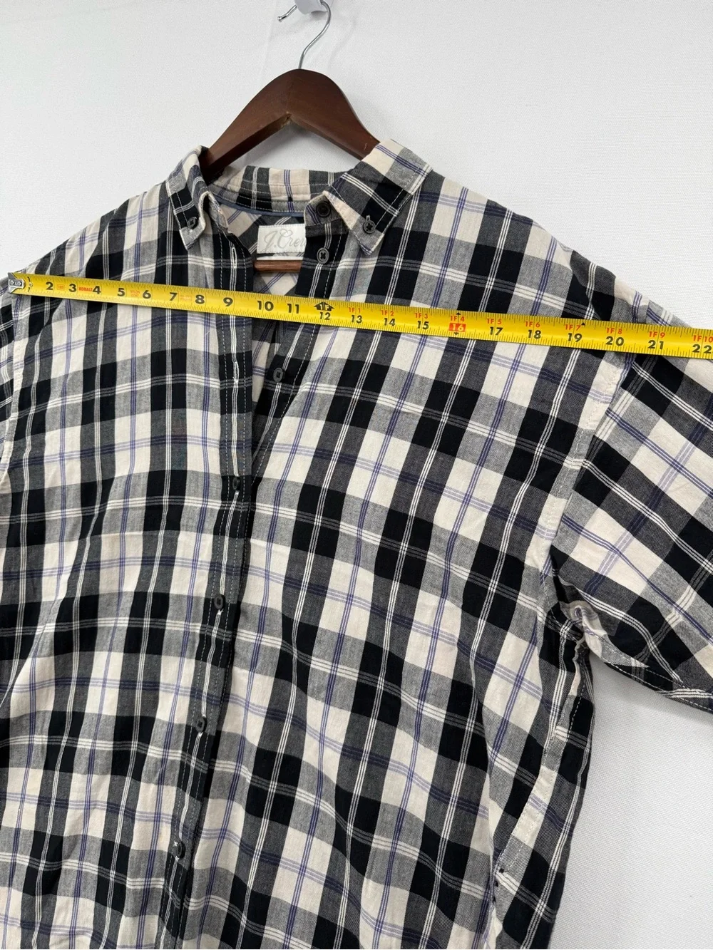 J. Crew Plaid Button Down Shirt Women’s Size 4 Black Blue Cream Cotton